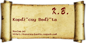 Kopácsy Beáta névjegykártya