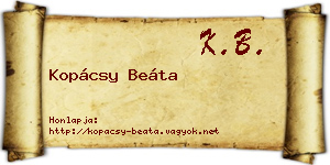 Kopácsy Beáta névjegykártya